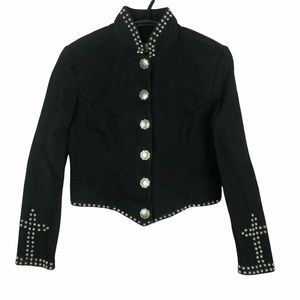 Double D Ranch Black Nailhead Studded Cross Jacket